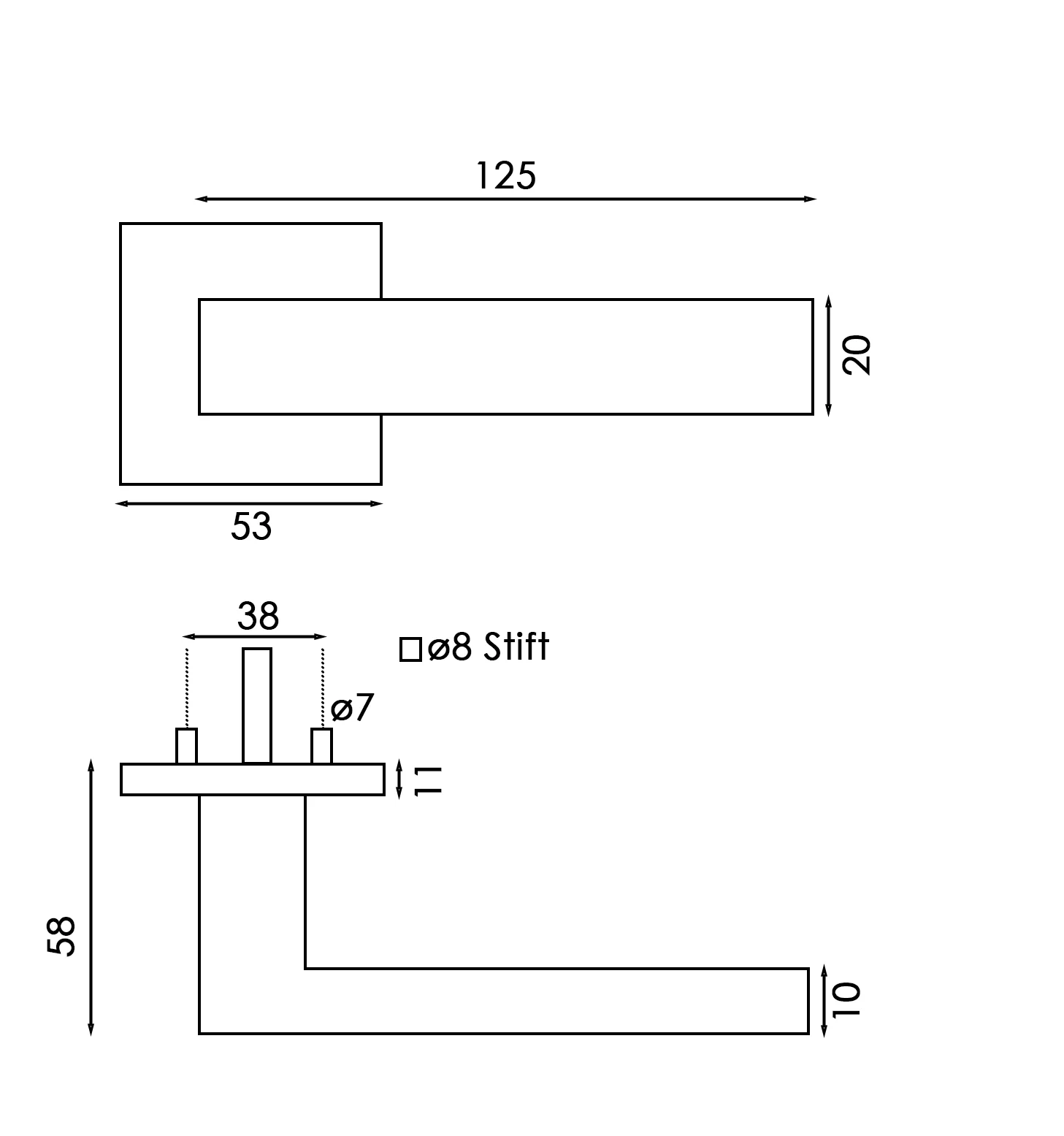 Advantage L-Form eckig Technische Skizze