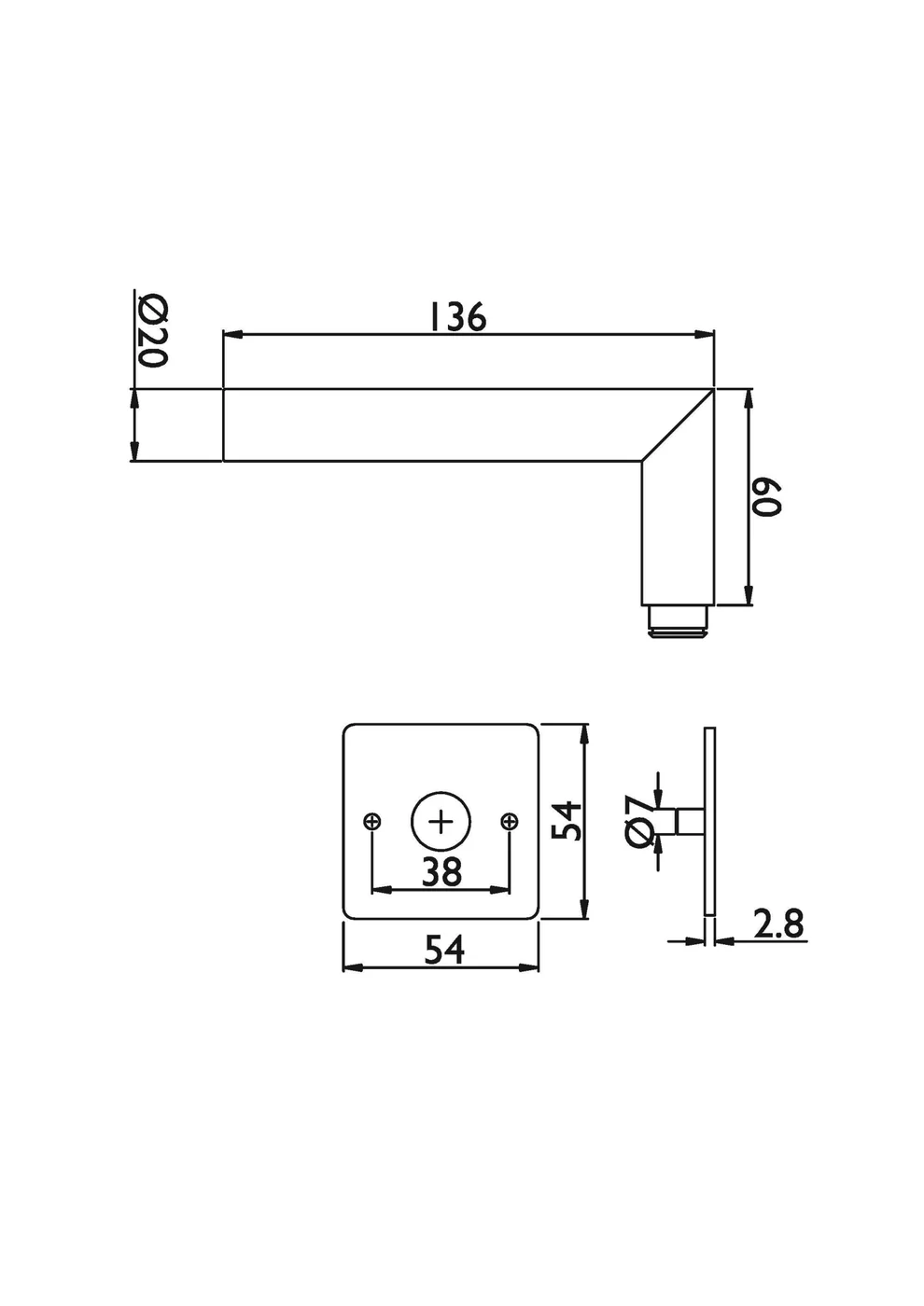 Ferrara Flat Square Technische Skizze