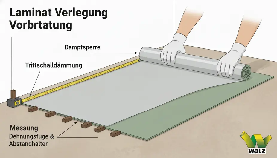 Beratungssituation im Holzfachhandel mit Laminatmuster, Sockelleiste und Übergangsprofil auf einem Beratungstisch