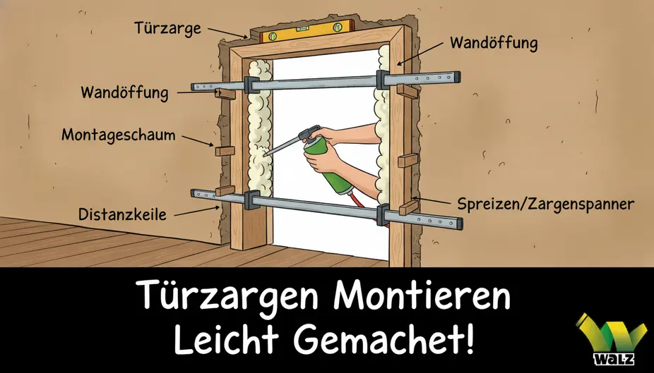 Vergleich normale Innentür mit Montageschaum, Rauchschutztür mit zugelassener Befestigung und Feuerschutztür mit mineralischer Hinterfüllung