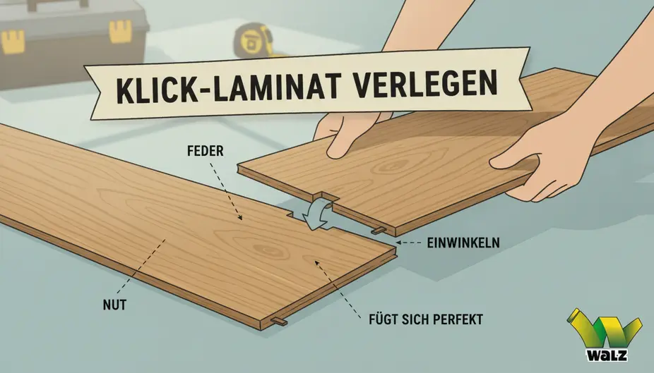 Ungeöffnete Laminatpakete liegen flach im Wohnraum und akklimatisieren vor der Verlegung