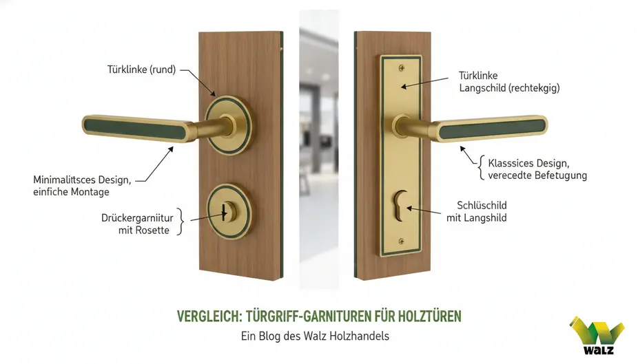 Beratungssituation mit Türmuster, Griffmustern und Maßskizze auf einem Arbeitstisch