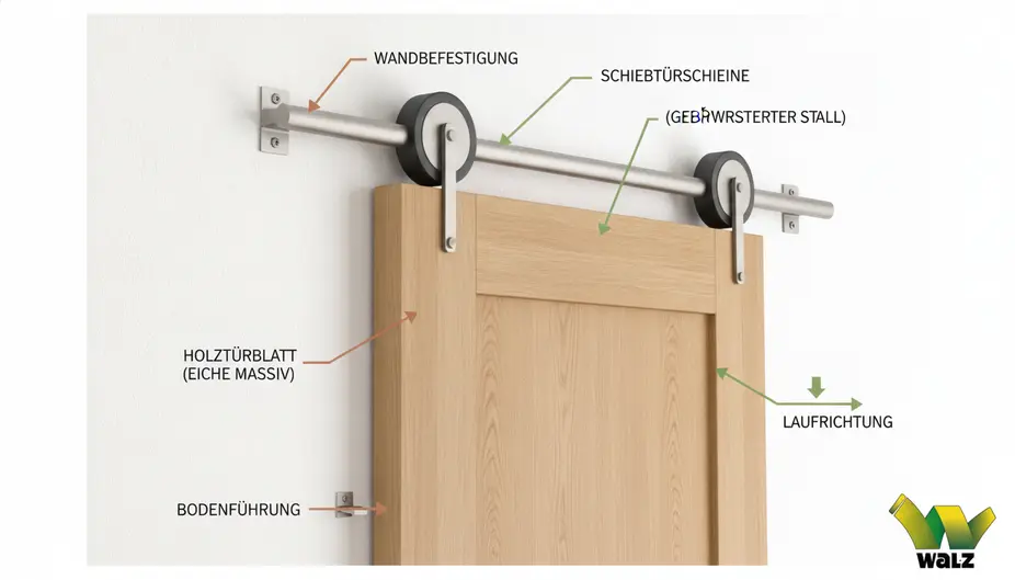 Detail einer Bodenführung vor einer gefliesten Badöffnung