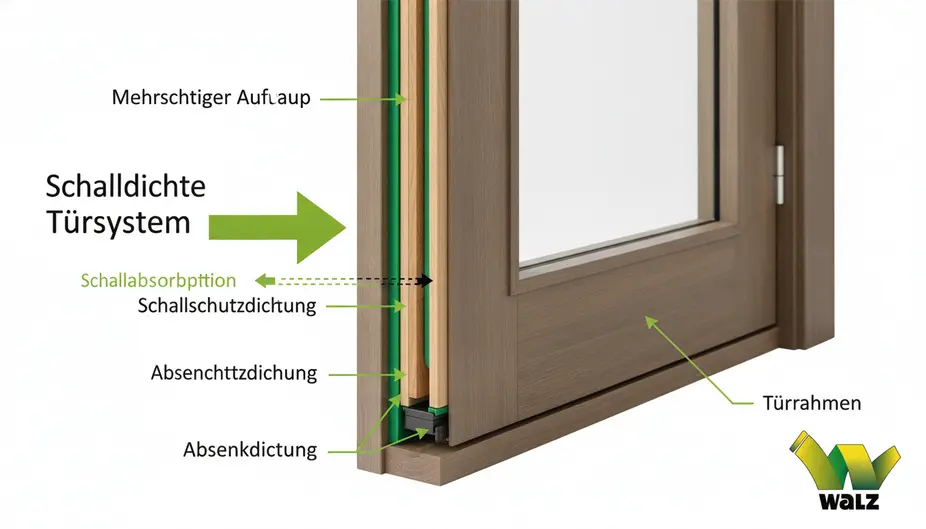 Detail einer Absenkdichtung an einer Schallschutztür