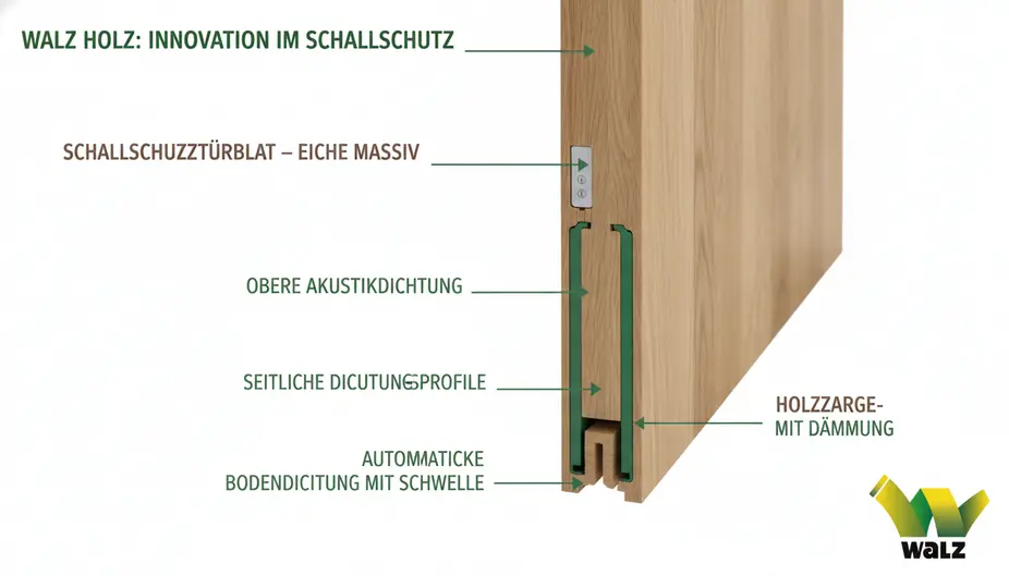Wohnungsabschlusstür in einem hellen Treppenhaus mit sauberer Bodendichtung