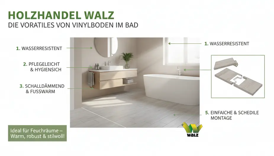 Klick-Vinylboden in modernem Badezimmer