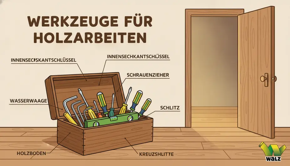 Nahaufnahme einer Zimmertür mit sichtbarem Schleifspalt am Boden