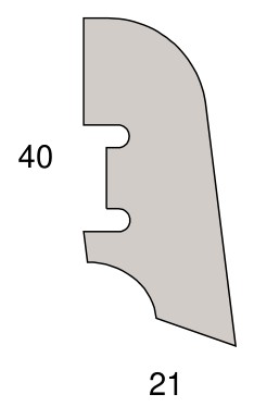 Technische Zeichnung Stark Echtholz-Sockelleiste (Fußleiste) UMA 2 40 x 21 mm, furniert (Eiche lackiert)