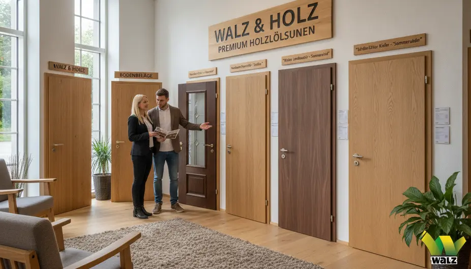 Schematischer Einbau einer Brandschutztür – Zarge, Wandanschluss, Hinterfüllung mit Mörtel, Schließer und Typenschild