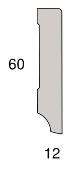 Technische Zeichnung [010632601200-W] Stark Kiefer Sockelleiste (Fußleiste) weiß lackiert 60 x 12 mm
