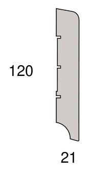 Technische Zeichnung [010632120210-W] Stark Kiefer Sockelleiste (Fußleiste) weiß lackiert 120 x 21 mm