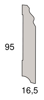 Technische Zeichnung [010632951900-W] Stark Kiefer Sockelleiste (Fußleiste) weiß lackiert 95 x 19 mm, ABP