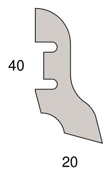 Technische Zeichnung [050667412100-L] Stark Dekor-Sockelleiste (Fußleiste) 41 x 21 mm, konisch abgerundet, MDF-Kern, foliert (Eiche hell)