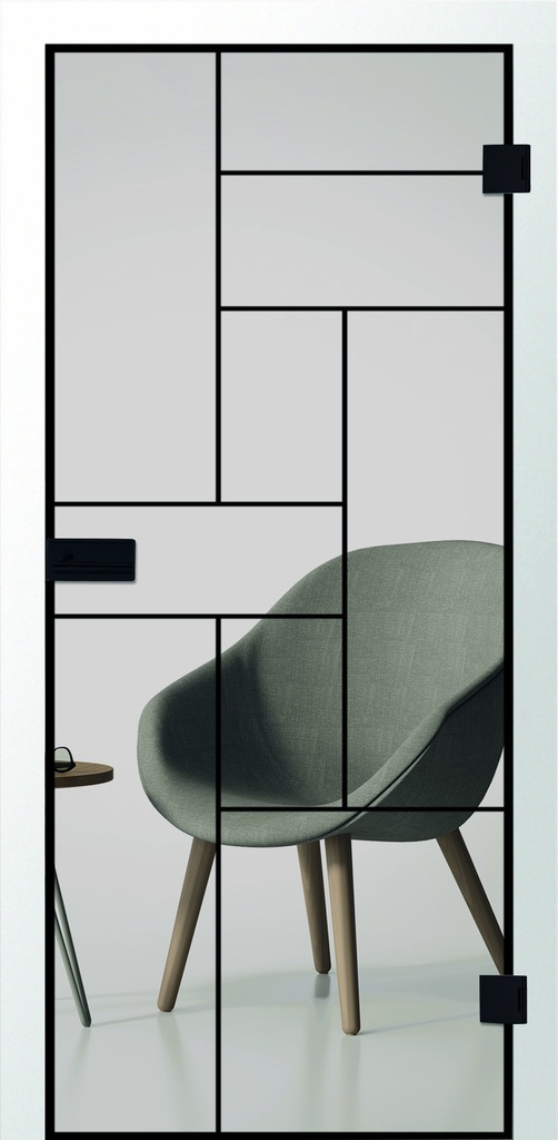 Erkelenz Glasschiebetür Cubus 8 Black Line Weißglas 810 x 2058 mm
