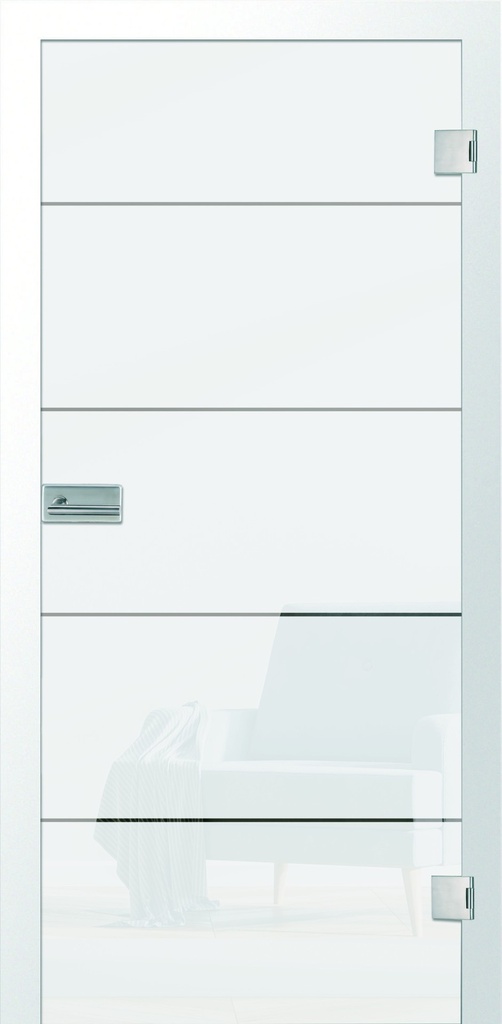 Erkelenz Glasschiebetür Prime ohne Bohrung 935 x 2058 mm Softweiß fläche klar / motiv matt