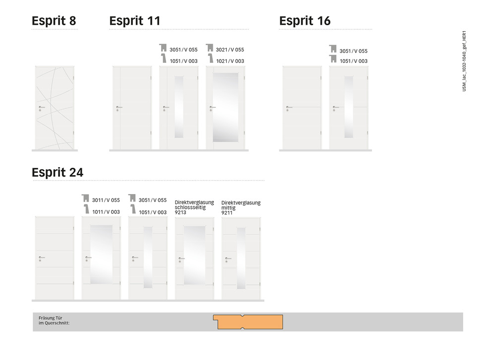 Herholz Elegant Türblatt "Esprit 24" - Weißlack Herholz - Maße: 1985 x 610 mm, DIN: Rechts, Schlüssellochbohrung: mit Schlüssellochbohrung