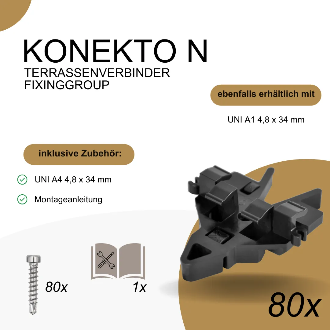 KONEKTO N Terrassenverbinder - Einfach & Langlebig - STK.: 80, Schrauben: UNI A4