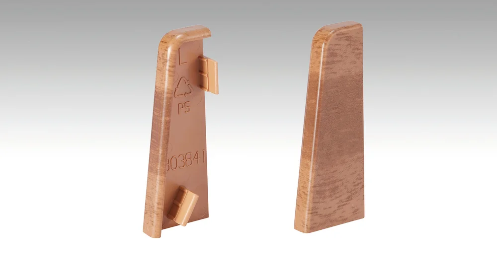 Endkappen Profil 3PK Weiß 20001  - Dekor: Nussbaum hell 02017