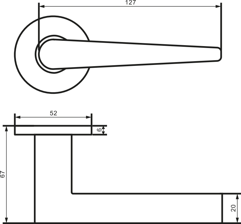 Technische Zeichnung [DR1065BB] Griffgarnitur "Anzio Round" (Gold matt, Buntbart)