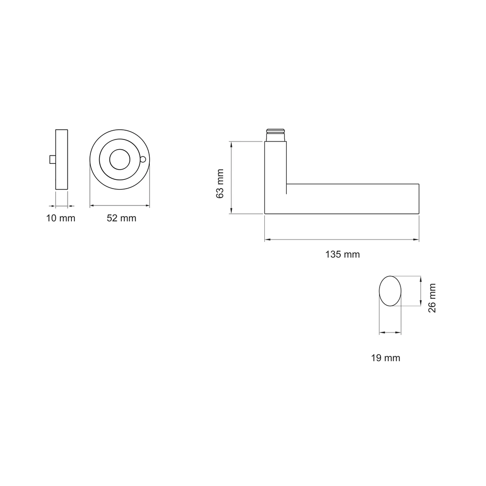 Technische Zeichnung [ER45 S9 71] Karcher Drückergarnitur "Madeira" ER45 (Edelstahl matt, KD Comfort Privacy)