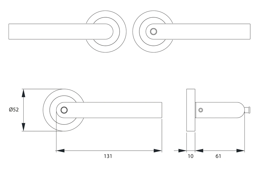 Technische Zeichnung [ER28 BCR 89] Karcher Drückergarnitur "Rhodos" ER28 (Titan Grau, KD Basic Privacy rechts)