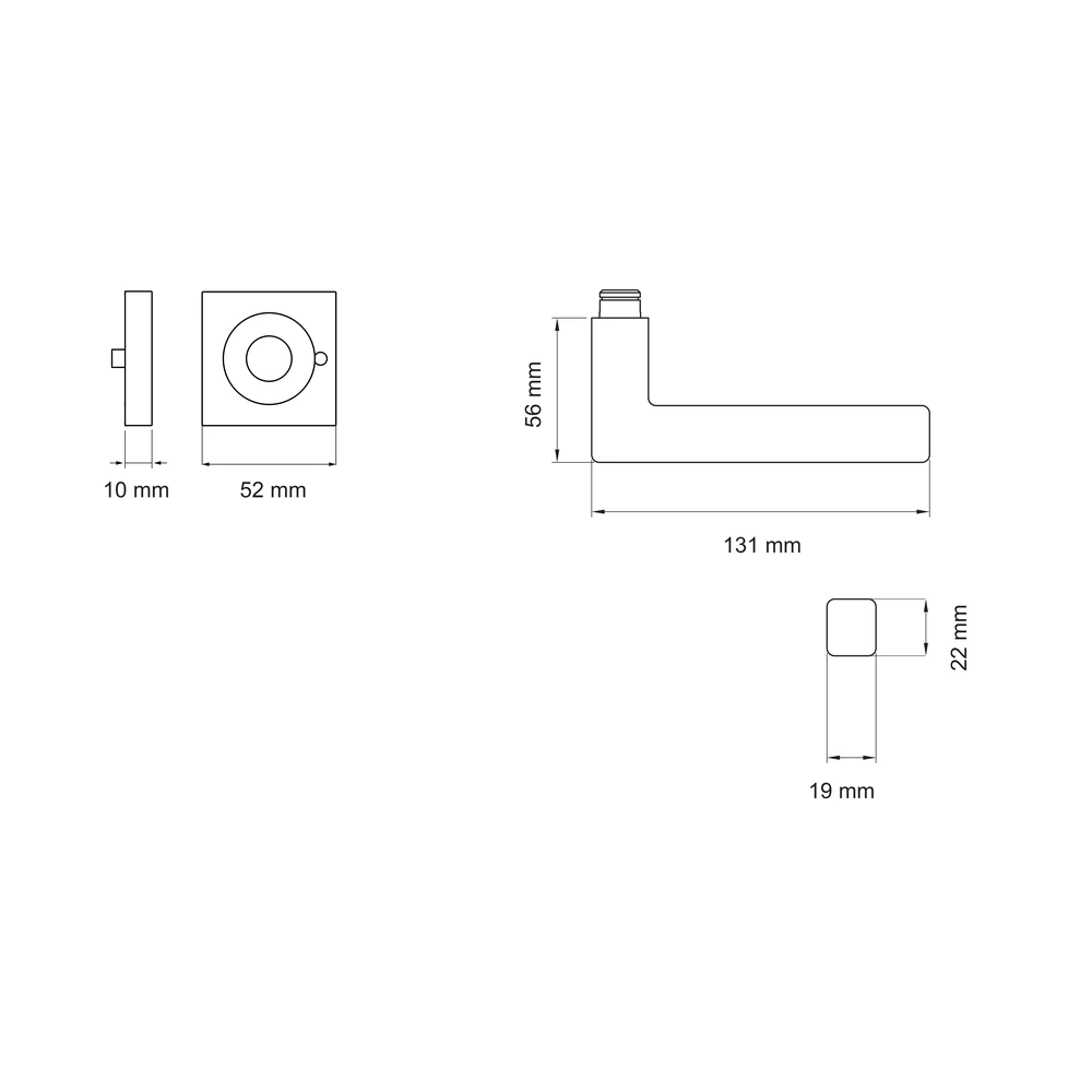 Technische Zeichnung [ER46Q S9 88] Karcher Drückergarnitur "Seattle" ER46Q (Messing matt, KD Comfort Privacy)