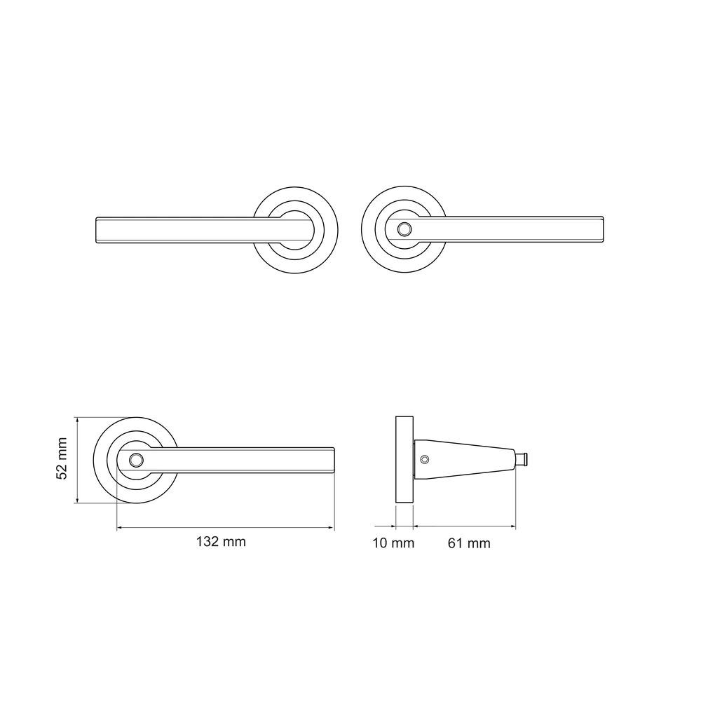 Technische Zeichnung [ER54 BCR 71] Karcher Drückergarnitur "Montana" ER54 (Edelstahl matt, KD Basic Privacy rechts)