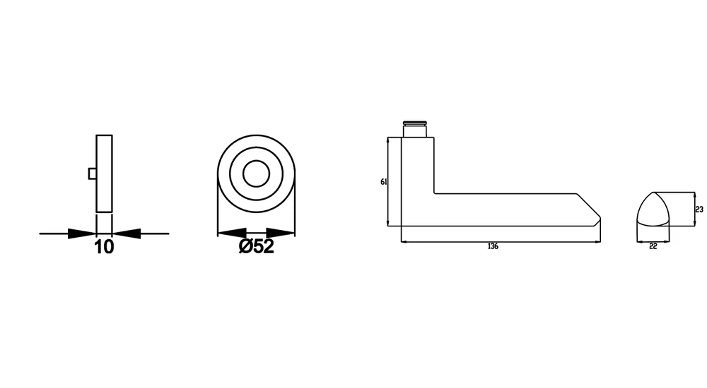 Technische Zeichnung [ER55 0S 83] Karcher Drückergarnitur "Paris" ER55 (Kosmos Schwarz, Ohne Schlüsselrosette)