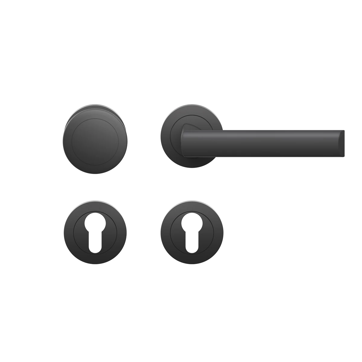 [ER55 WGR 83] Karcher Drückergarnitur "Paris" ER55 (Kosmos Schwarz, Wechselgarnitur rechts)