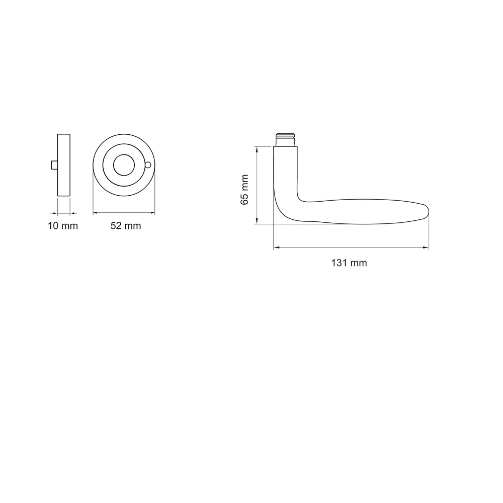 Technische Zeichnung [ER24 S9 71] Karcher Drückergarnitur "Korfu" ER24 (Edelstahl matt, KD Comfort Privacy)