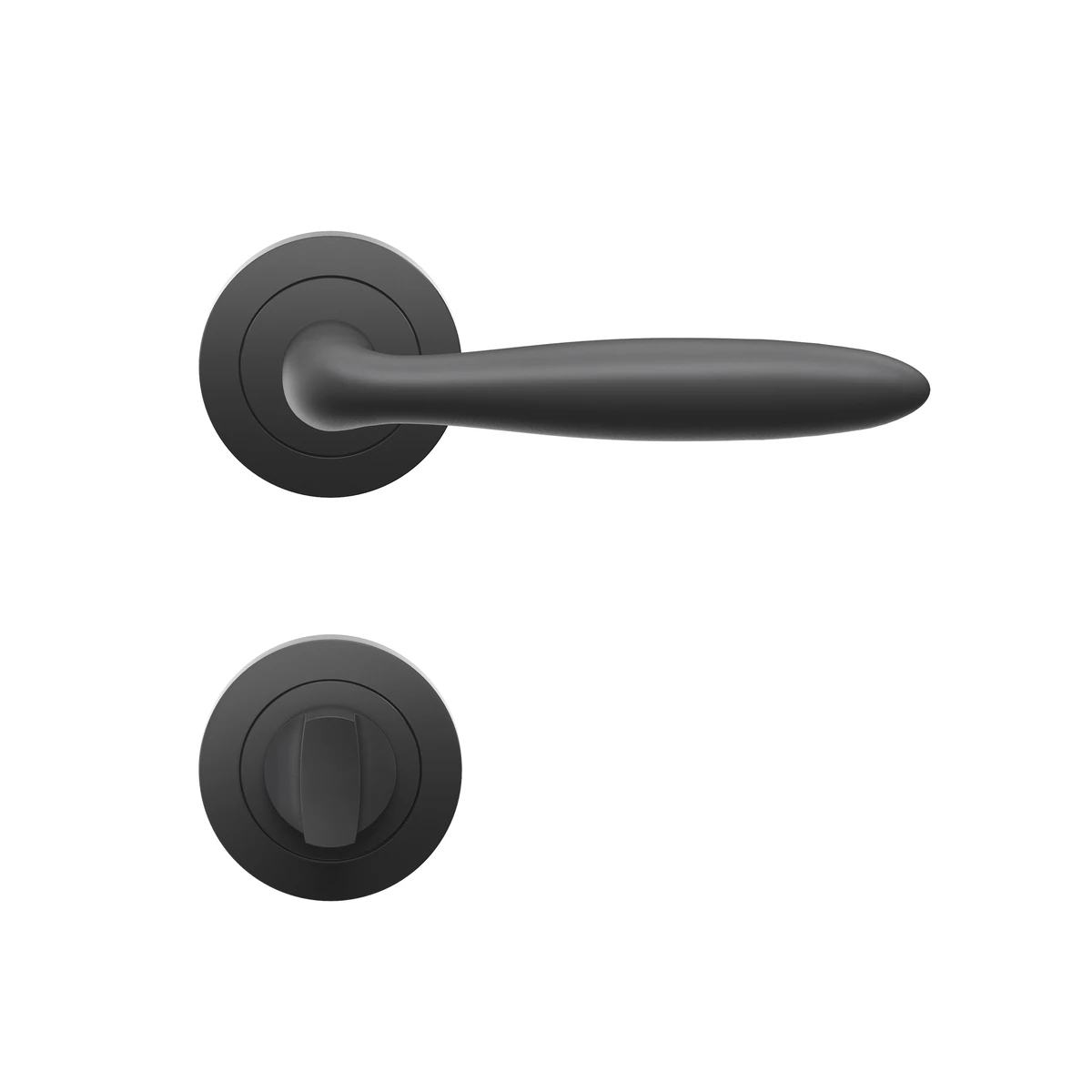 Karcher Drückergarnitur "Korfu" ER24 - Oberfläche: Kosmos Schwarz, Verriegelung: Bad/WC