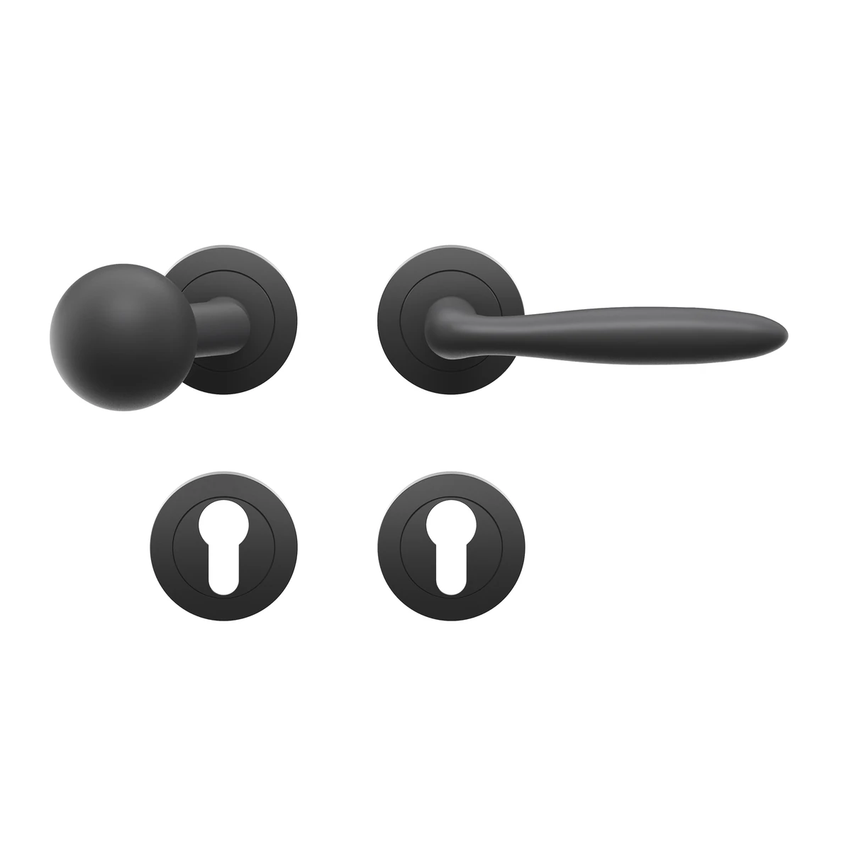 [ER24 WGR 83] Karcher Drückergarnitur "Korfu" ER24 (Kosmos Schwarz, Wechselgarnitur rechts)