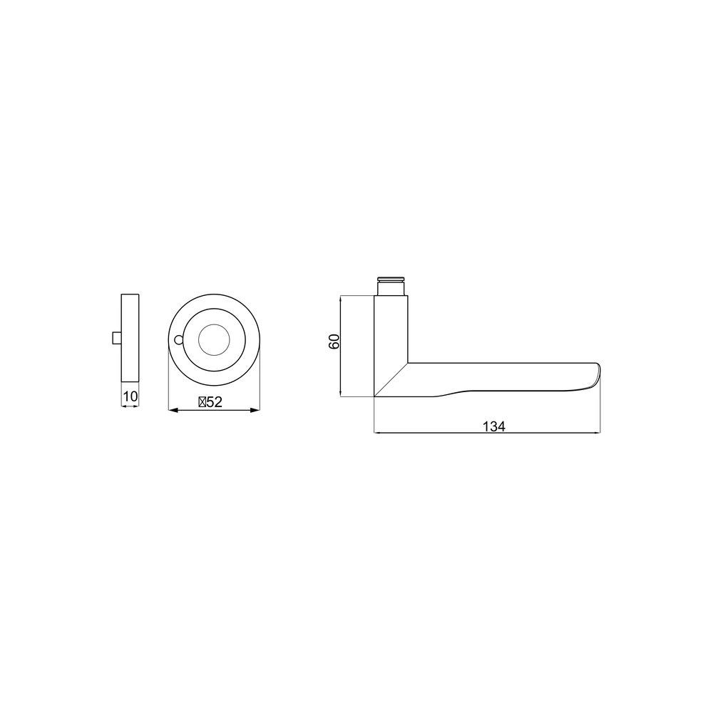 Technische Zeichnung [ER62 S9 71] Karcher Drückergarnitur "Maranello" ER62 (Edelstahl matt, KD Comfort Privacy)