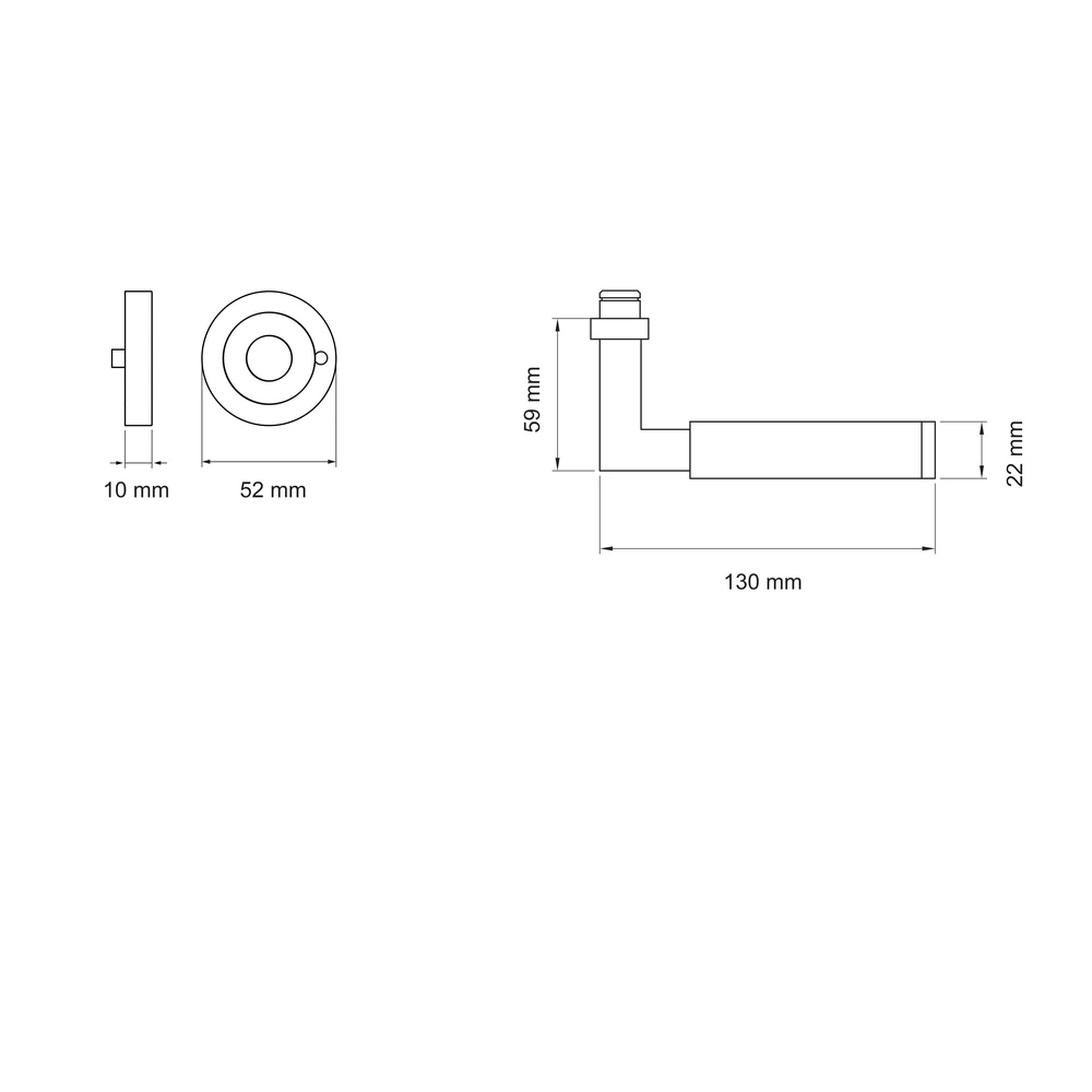 Technische Zeichnung [ER31 S9 71] Karcher Drückergarnitur "Tasmania" ER31 (Edelstahl matt, KD Comfort Privacy)