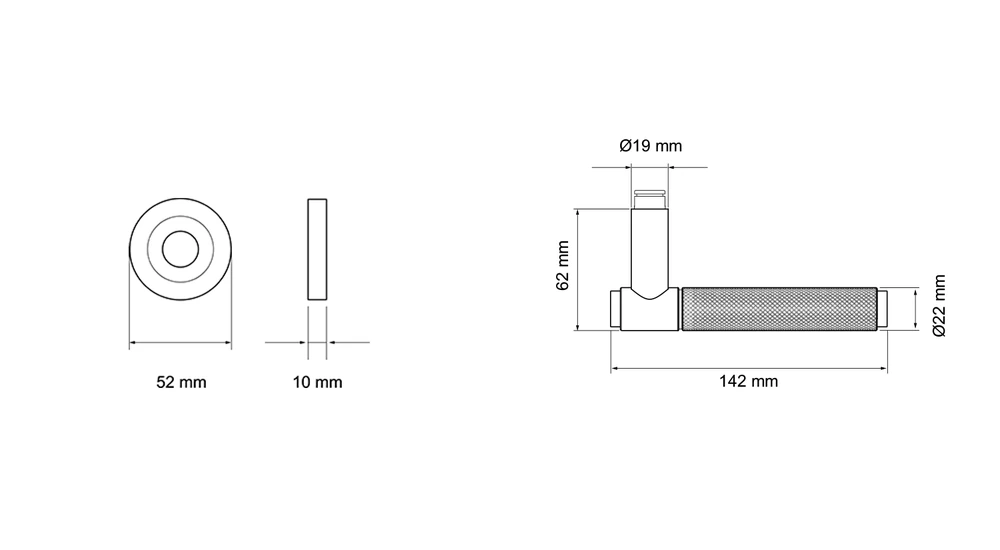 Technische Zeichnung [ER90B 0S 83] Karcher Drückergarnitur "Studio Select" ER90B (Kosmos Schwarz, Ohne Schlüsselrosette)