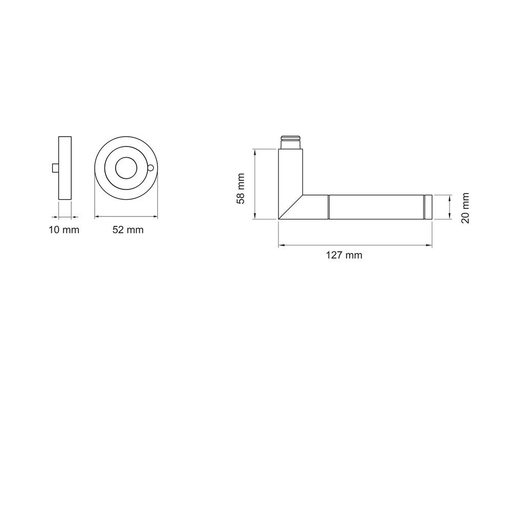 Technische Zeichnung [ER34 S9 71] Karcher Drückergarnitur "Rio Steel" ER34 (Edelstahl matt, KD Comfort Privacy)