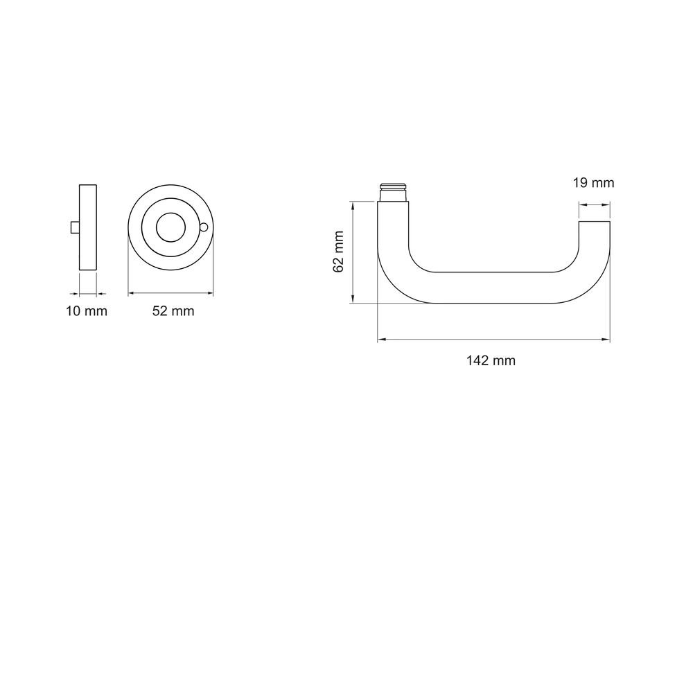 Technische Zeichnung [ER27 S9 71] Karcher Drückergarnitur "Kreta" ER27 (Edelstahl matt, KD Comfort Privacy)