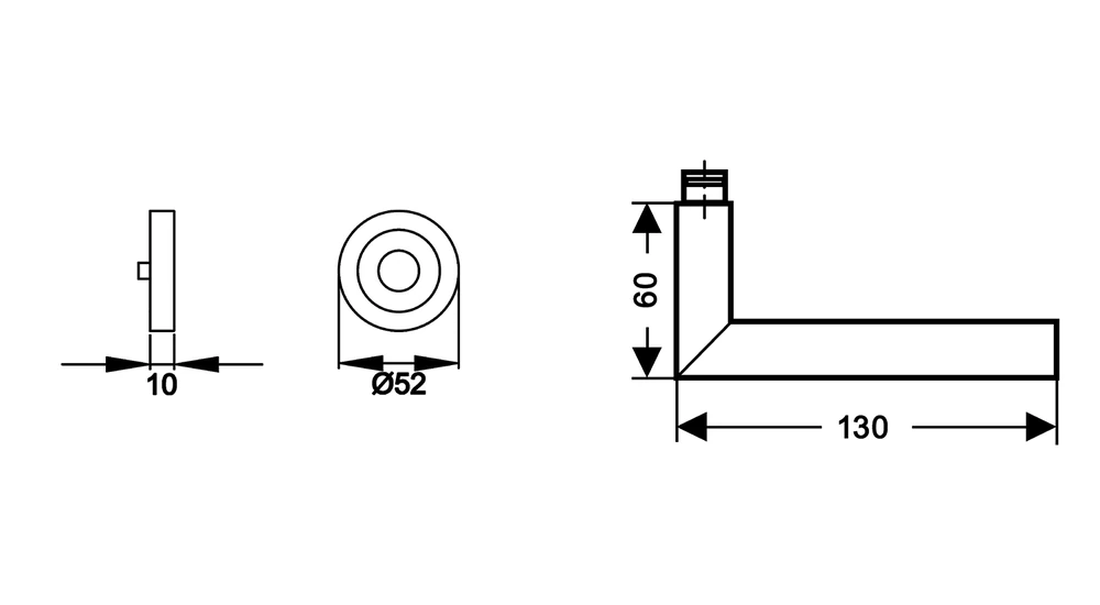 Technische Zeichnung [ER29 0S 71] Karcher Drückergarnitur "Zypern" ER29 (Ohne Schlüsselrosette)
