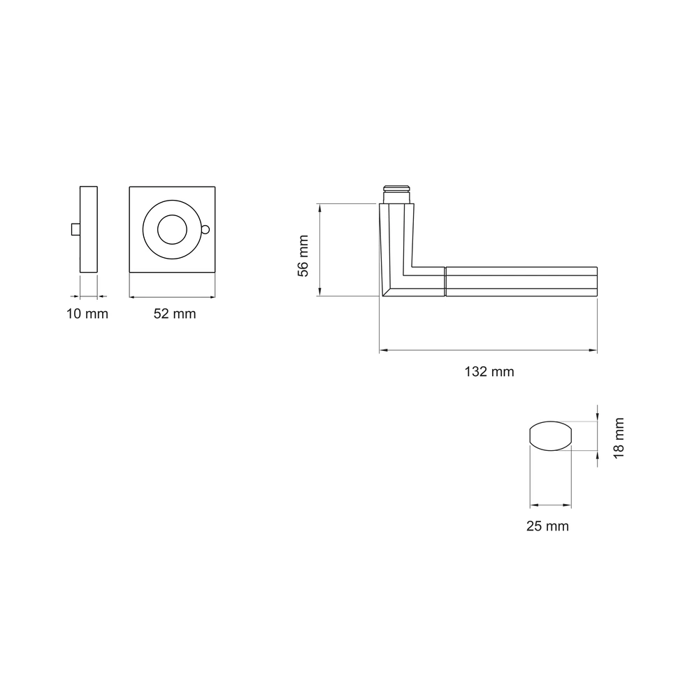 Technische Zeichnung [ER48Q S9 73] Karcher Drückergarnitur "Oregon" ER48Q (Edelstahl poliert / matt, KD Comfort Privacy)