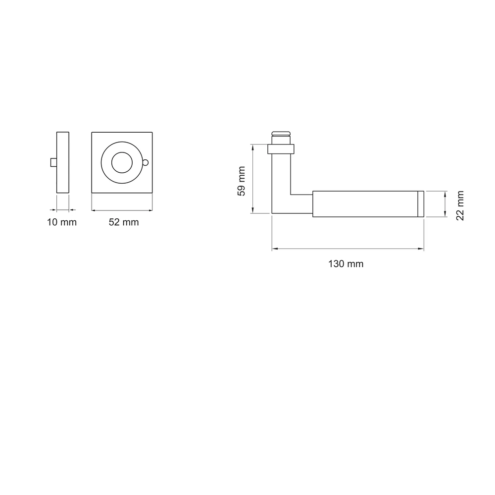 Technische Zeichnung [ER31Q S9 71] Karcher Drückergarnitur "Tasmania" ER31Q (Edelstahl matt, KD Comfort Privacy)