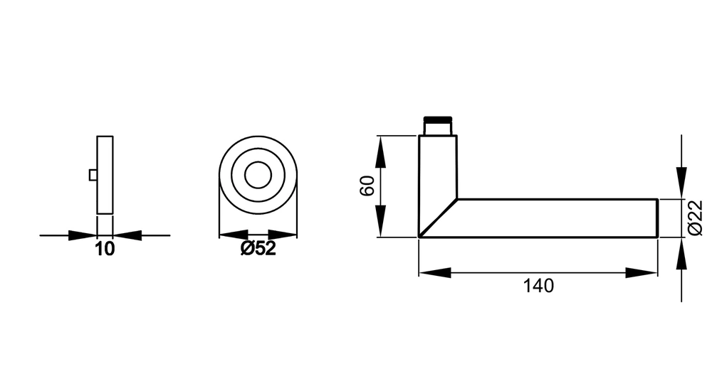 Technische Zeichnung [ER18 0S 71] Karcher Drückergarnitur "Rhodos XL" ER18 (Ohne Schlüsselrosette)