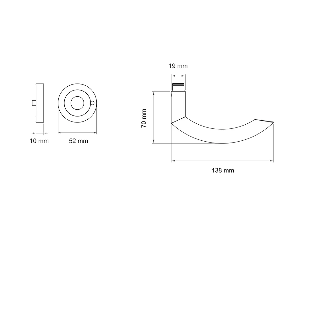 Technische Zeichnung [ER26 S9 71] Karcher Drückergarnitur "Sylt" ER26 (KD Comfort Privacy)