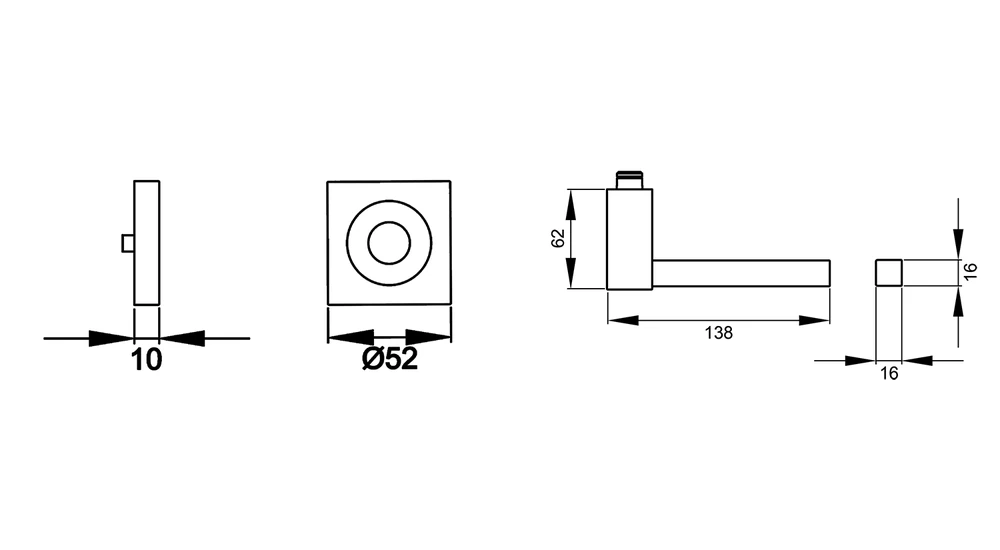 Technische Zeichnung [ER47Q 0S 71] Karcher Drückergarnitur "Portland" ER47Q (Ohne Schlüsselrosette)