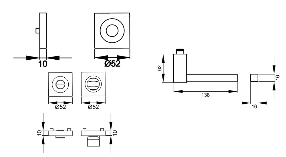 Technische Zeichnung [ER47Q BAD 71] Karcher Drückergarnitur "Portland" ER47Q (Bad/WC)