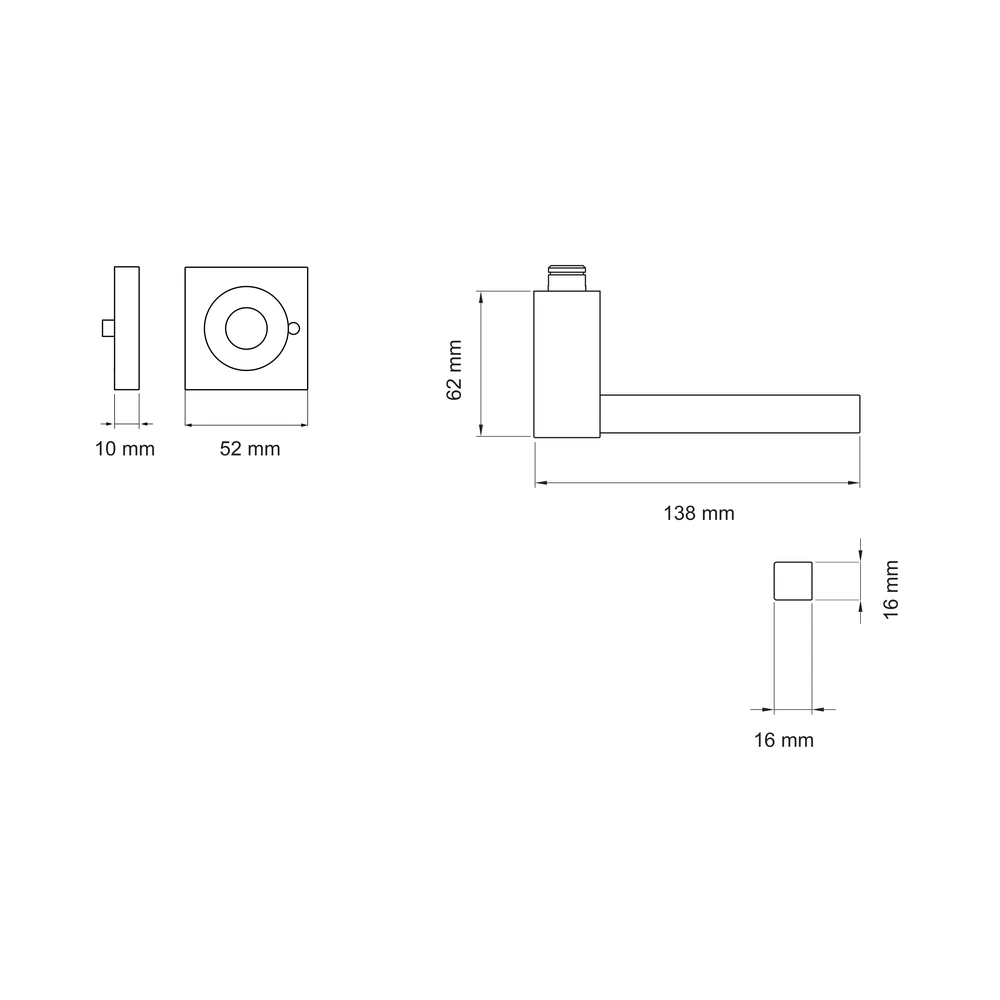 Technische Zeichnung [ER47Q S9 71] Karcher Drückergarnitur "Portland" ER47Q (KD Comfort Privacy)