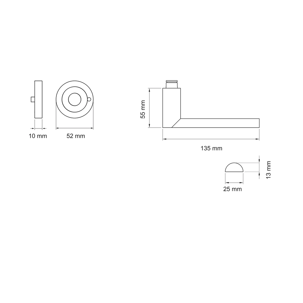 Technische Zeichnung [ER51 S9 71] Karcher Drückergarnitur "London" ER51 (KD Comfort Privacy)