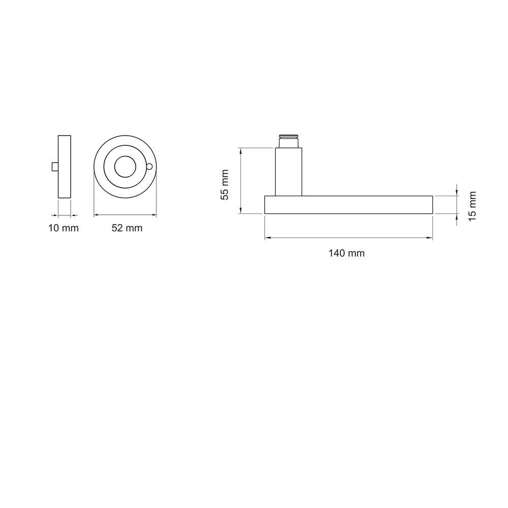 Technische Zeichnung [ER52 S9 71] Karcher Drückergarnitur "Milano" ER52 (KD Comfort Privacy)