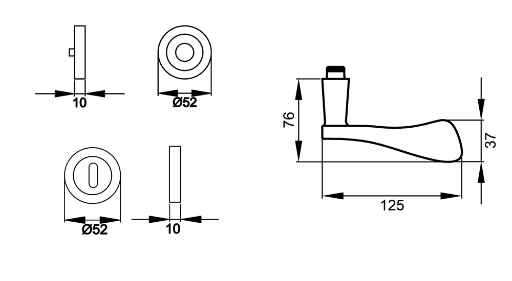 Technische Zeichnung [ER79 BB0 73] Karcher Drückergarnitur "Stockholm" ER79 (Buntbart)