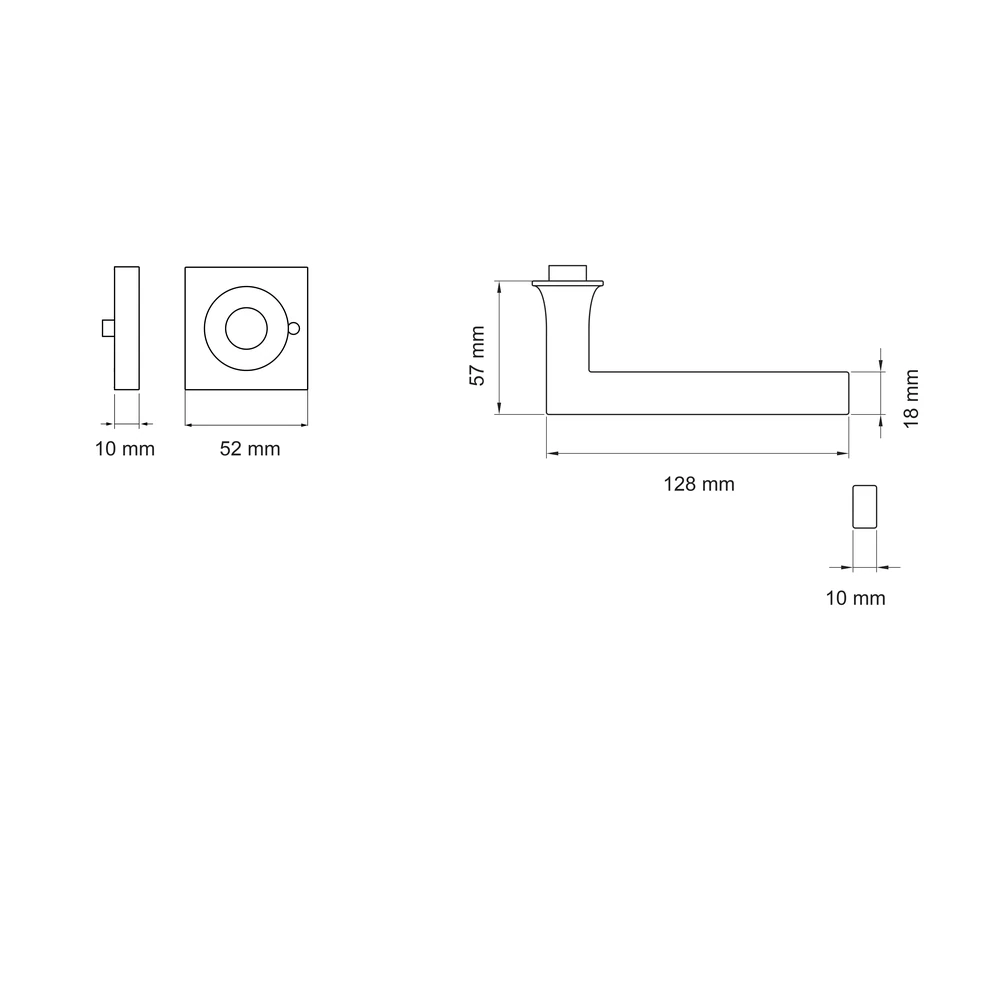 Technische Zeichnung [ER57Q S9 83] Karcher Drückergarnitur "Soho" ER57Q (Kosmos Schwarz, KD Comfort Privacy)