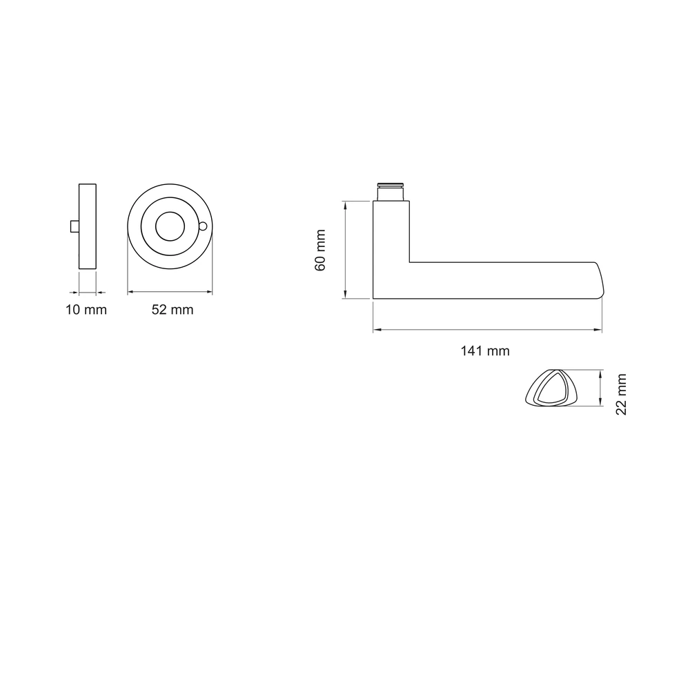 Technische Zeichnung [ER56 S9 71] Karcher Drückergarnitur "Madrid" ER56 (KD Comfort Privacy)